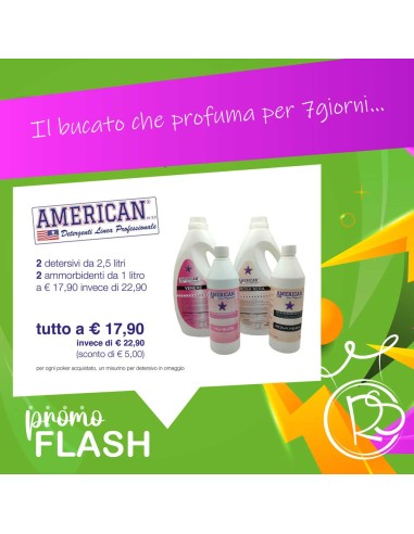 American Promo Flash Detersivo lavatrice + Ammorbidente-ilregnodelloshop.it