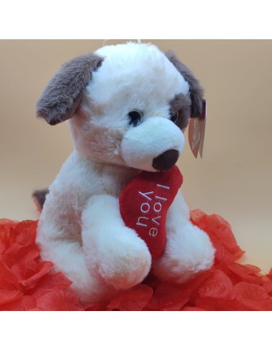 Cagnolino di Peluche Morbido con Cuore "I Love You" - Idea Regalo Romantica per San Valentino-ilregnodelloshop.it