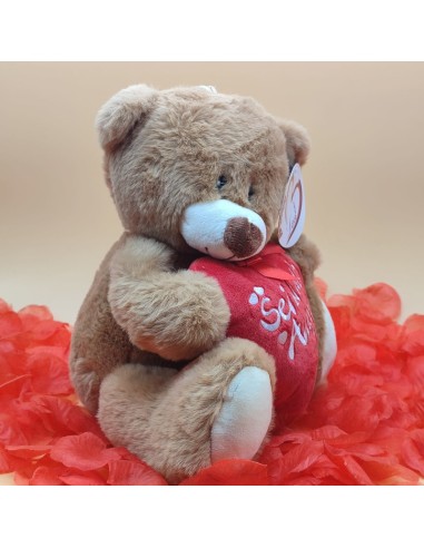 Orsetto Peluche 25 cm con Cuore "Sei il Mio Amore" - Idea Regalo Romantico-ilregnodelloshop.it