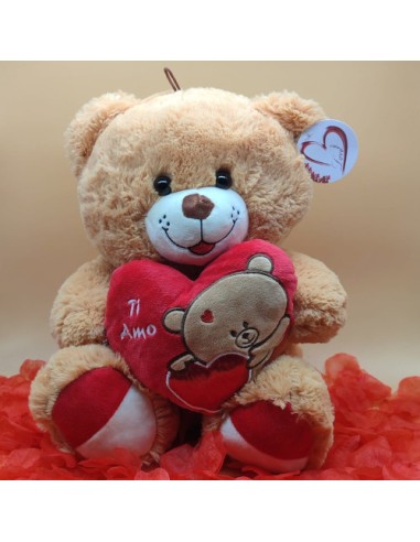 Orso di Peluche Morbido con Cuore "Ti Amo"-ilregnodelloshop.it